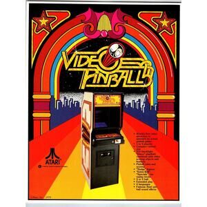 Video Pinball Arcade Flyer Original 1979 Retro Video Game Art 2 Sides 8.5 x 11"